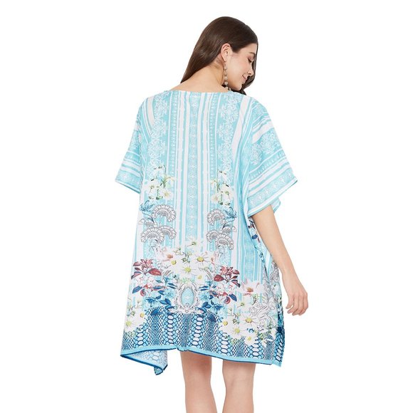 Gypsie Blu Floral Printed Mini Dress Tunic Cover Ups for Ladies and Girls - Picture 9 of 9